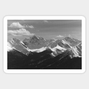 The Rocky Mountains in black and white Sticker